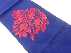 手織り紬花葉模様刺繍名古屋帯